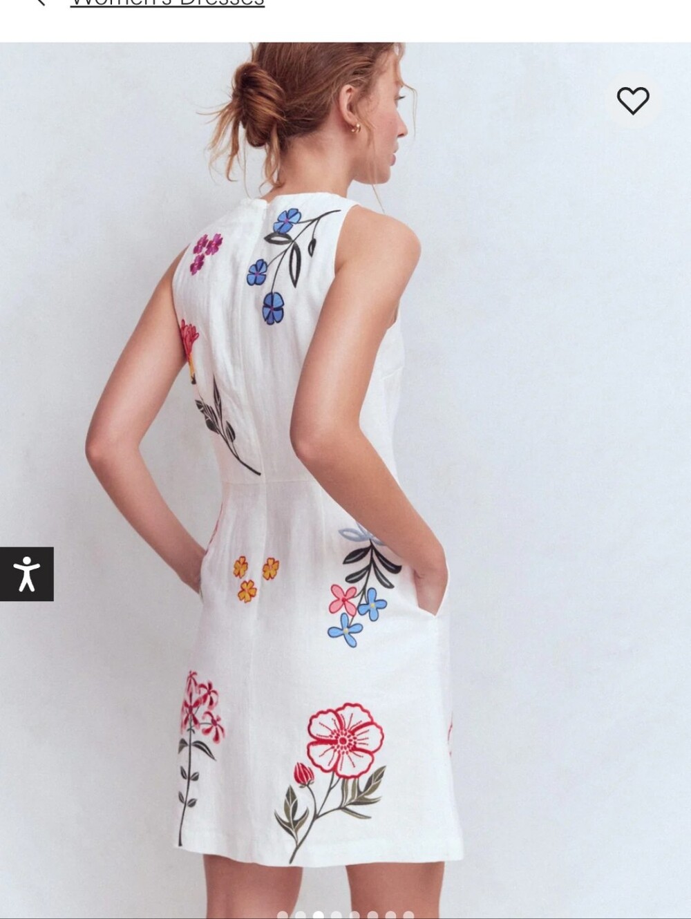 Nwt Boden Occasion Short Linen Dress. White Embroidery Sz 6R (#28) - Picture 4 of 5